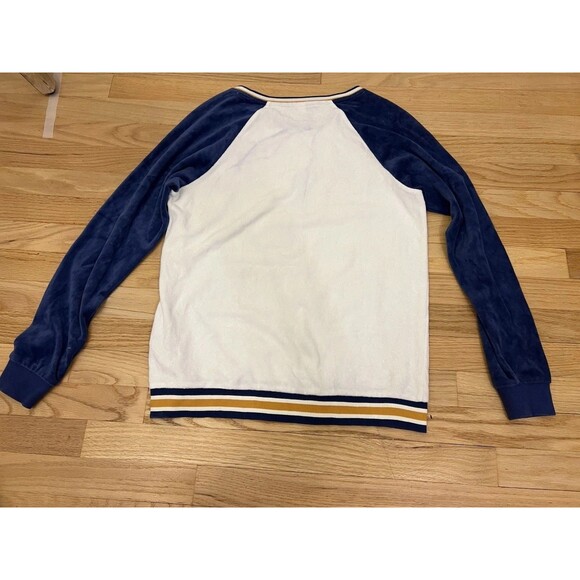 Volcom Terry Cloth Pullover Sweater Mens Medium White Blue Raglan Retro Surf - Picture 5 of 5